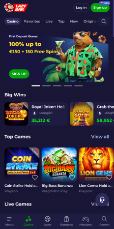 Lazybar Casino Screenshot
