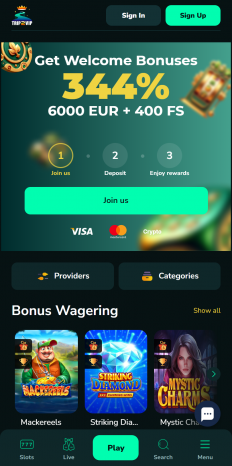 Trip2Vip Casino Screenshot