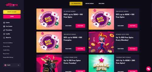 AllStarz Casino Screenshot AllStarz Casino Screenshot